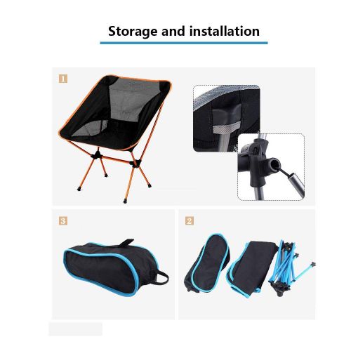  MZYKA 7075 Aluminum Alloy Camping Fishing Chair Foldable Portable Moon Chair Light and Comfortable Beach Director Chair Outdoor Hiking Travel Can Withstand 100 Kg,Orange