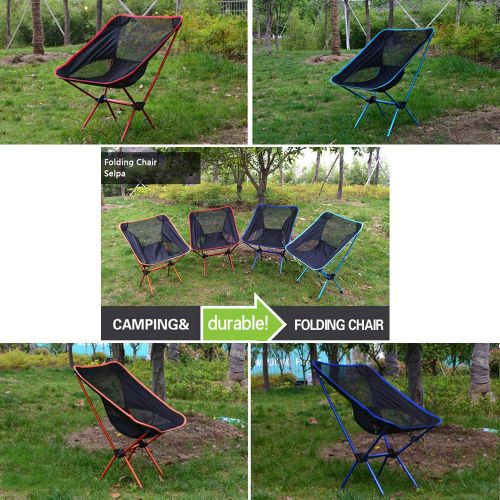  MZYKA 7075 Aluminum Alloy Camping Fishing Chair Foldable Portable Moon Chair Light and Comfortable Beach Director Chair Outdoor Hiking Travel Can Withstand 100 Kg,Orange