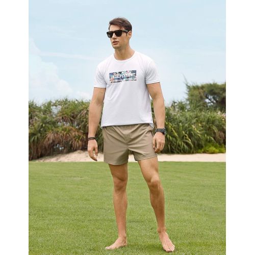  MaaMgic Mens 5.5 Classic-fit 4 Way Stretch Casual Shorts with Elastic Waist Drawstring Quick Dry