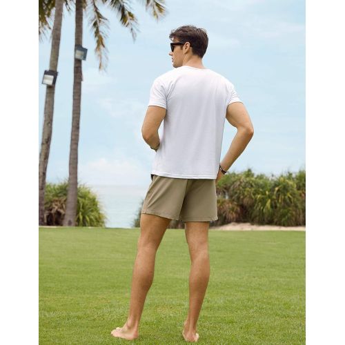  MaaMgic Mens 5.5 Classic-fit 4 Way Stretch Casual Shorts with Elastic Waist Drawstring Quick Dry