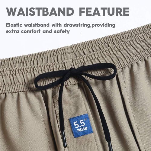  MaaMgic Mens 5.5 Classic-fit 4 Way Stretch Casual Shorts with Elastic Waist Drawstring Quick Dry