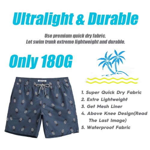  MaaMgic Mens Short Swim Trunks with Mesh Lining, Quick Dry Surfing Beach Board Shorts Bathing Suits with Pockets