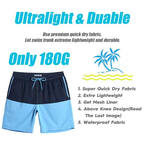  MaaMgic Mens Short Swim Trunks with Mesh Lining, Quick Dry Surfing Beach Board Shorts Bathing Suits with Pockets