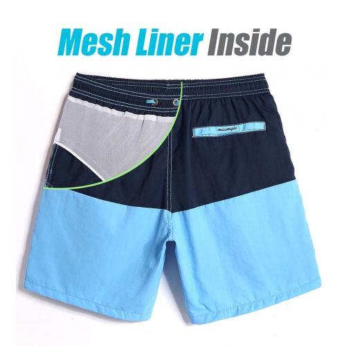  MaaMgic Mens Short Swim Trunks with Mesh Lining, Quick Dry Surfing Beach Board Shorts Bathing Suits with Pockets