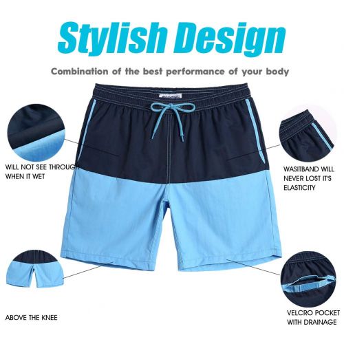  MaaMgic Mens Short Swim Trunks with Mesh Lining, Quick Dry Surfing Beach Board Shorts Bathing Suits with Pockets