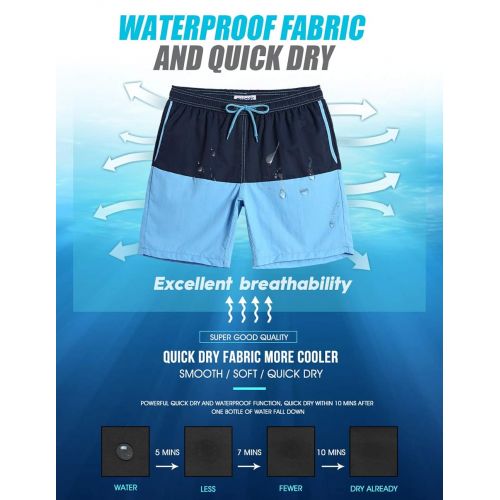  MaaMgic Mens Short Swim Trunks with Mesh Lining, Quick Dry Surfing Beach Board Shorts Bathing Suits with Pockets