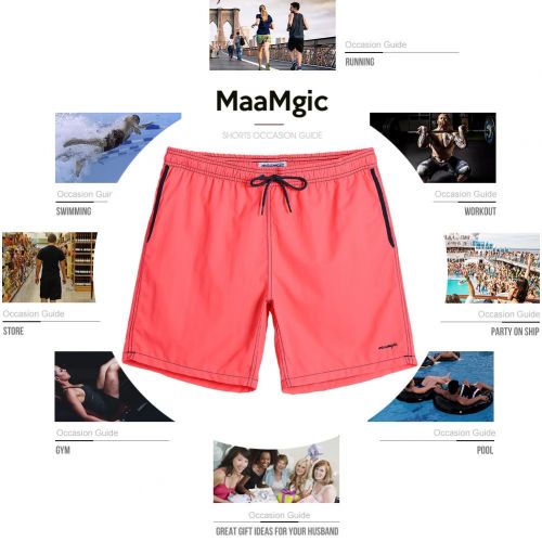  MaaMgic Mens Short Swim Trunks with Mesh Lining, Quick Dry Surfing Beach Board Shorts Bathing Suits with Pockets