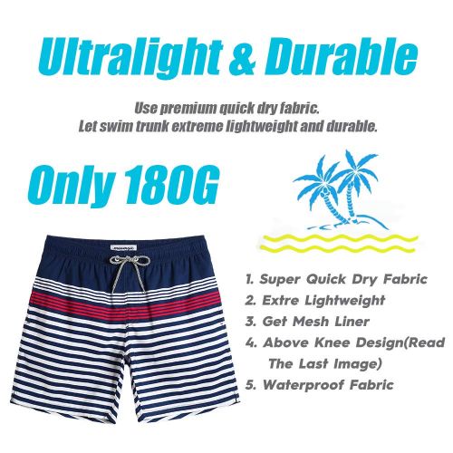  MaaMgic Mens Short Swim Trunks with Mesh Lining, Quick Dry Surfing Beach Board Shorts Bathing Suits with Pockets