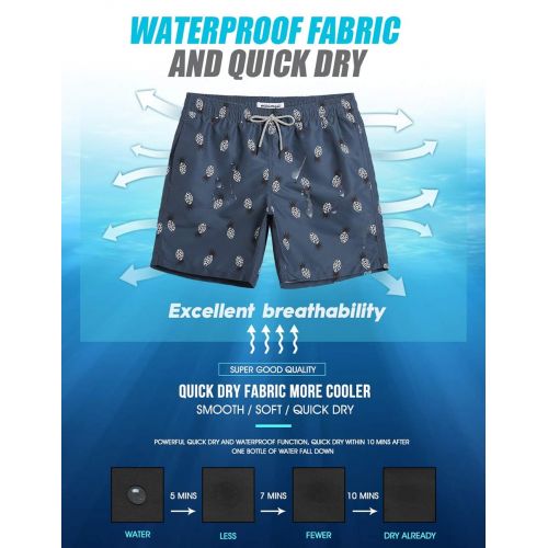  MaaMgic Mens Short Swim Trunks with Mesh Lining, Quick Dry Surfing Beach Board Shorts Bathing Suits with Pockets