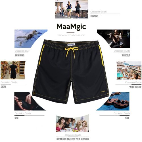  MaaMgic Mens Short Swim Trunks with Mesh Lining, Quick Dry Surfing Beach Board Shorts Bathing Suits with Pockets