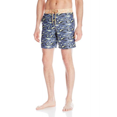  Maaji Mens Printed Elastic Waist Long Length Swimsuit Trunks 8 Inseam