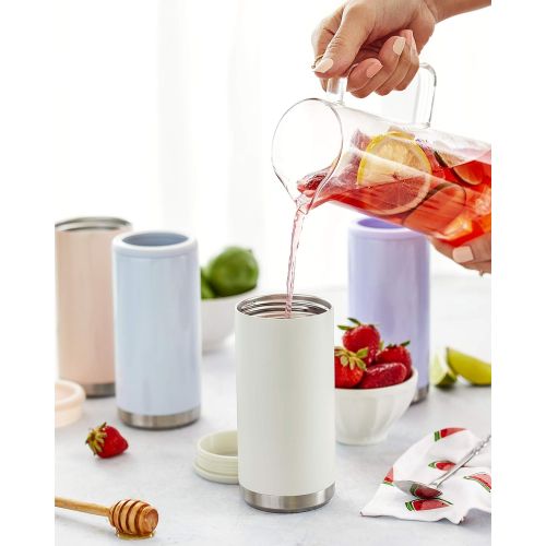  [아마존베스트]Maars Drinkware Maars Skinny Can Cooler for Slim Beer & Hard Seltzer | Stainless Steel 12oz Koozy Sleeve, Double Wall Vacuum Insulated Drink Holder - Blush Floral