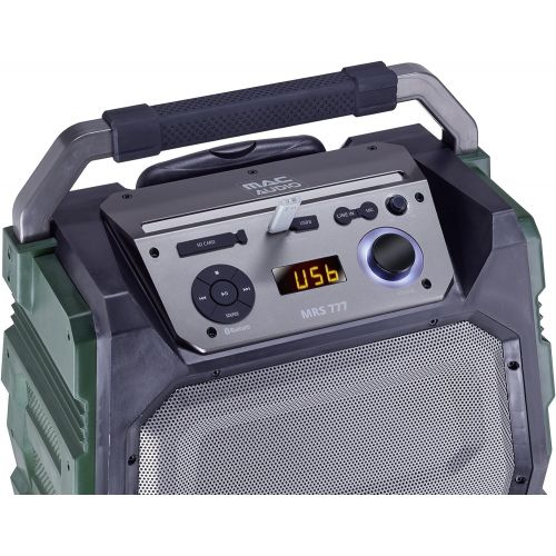  Mac Audio MRS 777 Outdoor Compact System Trolley USB MP3 FM Radio Boombox Sound Box with Bluetooth, Mic and AUX Input Karaoke Standing Speaker with Amplifier 150 Watt 12 h Battery
