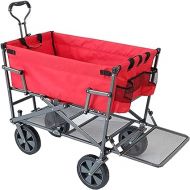 Mac Sports Double Decker Wagon: Red - Collapsible Outdoor Utility Garden Cart, 150 Lb Capacity, 32.5 x 17.5 x 10.5