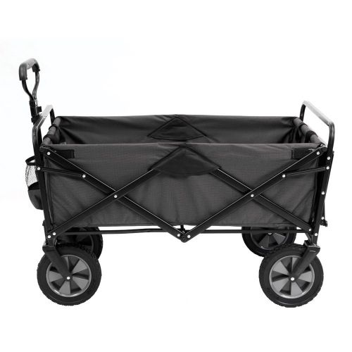  Mac Sports Collapsible Outdoor Utility Wagon with Folding Table and Drink Holders, Gray