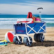 Mac Sports Folding Beach Wagon All Terrain Blue Collapsible Kart Foldable Sports Dolly Gear Storage Mac Cart with Cooling Towel