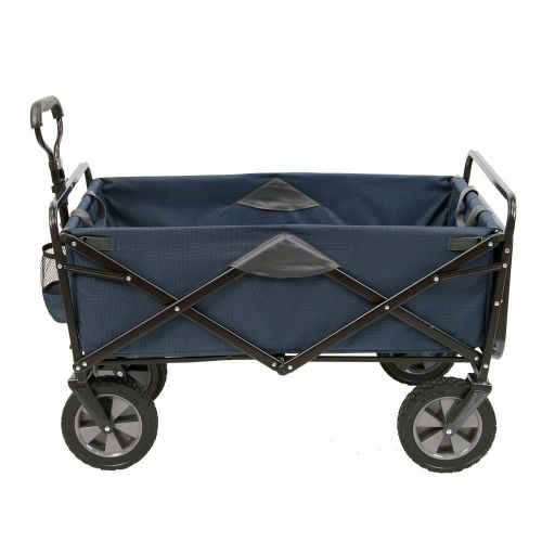  MacSports Mac Sports Collapsible Folding Outdoor Garden Utility Wagon Cart w Table, Navy