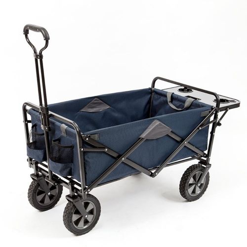  MacSports Mac Sports Collapsible Folding Outdoor Garden Utility Wagon Cart w Table, Navy