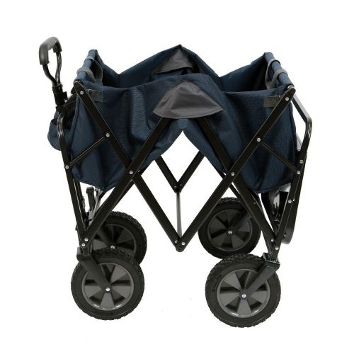  MacSports Mac Sports Collapsible Folding Outdoor Garden Utility Wagon Cart w Table, Navy