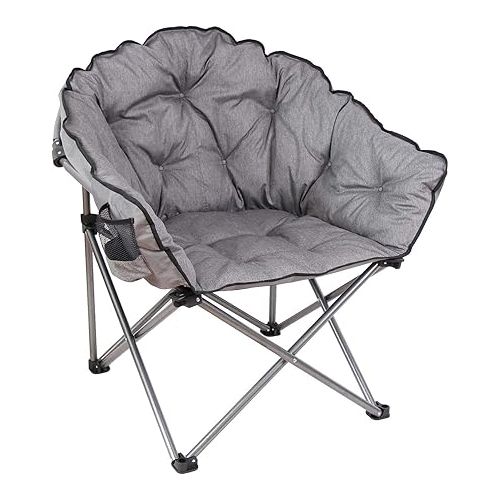  MacSports C932S-129 Padded Cushion Outdoor Folding Lounge Patio Club Chair, Gray & Timber Ridge 2 Person Folding Loveseat Comfortable Double Foldable Camping Chair Folding Lawn Chairs