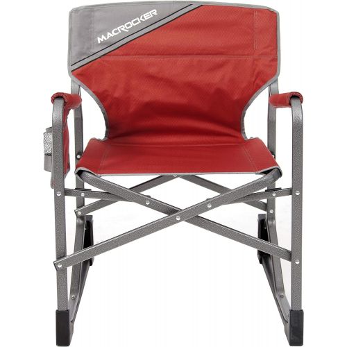  Mac Sports MacRocker Outdoor Foldable Rocking Chair Portable, Collapsible, Springless Rockers with Rust-Free Anti-Tip Guards for Camping Fishing Backyard 225 lb Weight Capacity Red