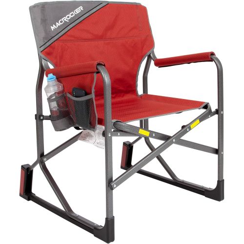  Mac Sports MacRocker Outdoor Foldable Rocking Chair Portable, Collapsible, Springless Rockers with Rust-Free Anti-Tip Guards for Camping Fishing Backyard 225 lb Weight Capacity Red