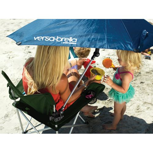  Mac Sports Heavy Duty Collapsible Folding All Terrain Utility Beach Wagon Cart, Blue/Black & Sport-Brella Versa-Brella 4-Way Swiveling Sun Umbrella (Midnight Blue), 38x39