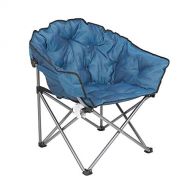 Mac Sports Heavy Duty Steel Frame Collapsible Folding Portable Padded Outdoor Club Camping Chair with Carry Bag, Blue
