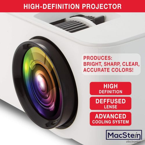  MacStein Home Theater Projector - 1080P Supported | 1800+ Lumens | 176 LCD Movie Display | Mini & Portable HD Video Projector | HDMI Included | Compatible with iPhone and Laptops