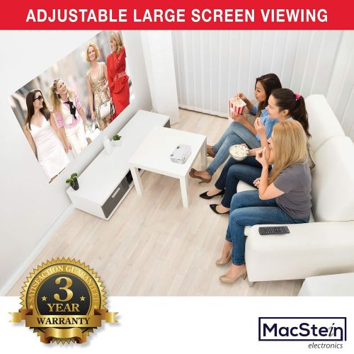  MacStein Home Theater Projector - 1080P Supported | 1800+ Lumens | 176 LCD Movie Display | Mini & Portable HD Video Projector | HDMI Included | Compatible with iPhone and Laptops