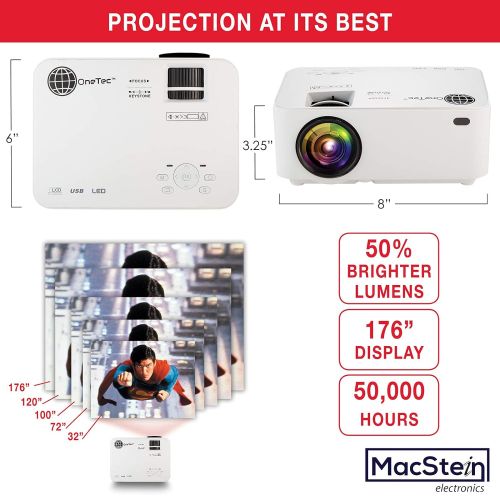  MacStein Home Theater Projector - 1080P Supported | 1800+ Lumens | 176 LCD Movie Display | Mini & Portable HD Video Projector | HDMI Included | Compatible with iPhone and Laptops