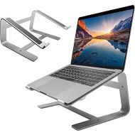 Macally Laptop Stand for Desk - Aluminum Laptop Riser Stand for Desk - Ergonomic Laptop Holder Mount - Use as Macbook Stand (Pro/Air) or Notebook Computer Stand between 10 to 17.3 Inches - Silver