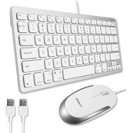 Macally USB Wired Keyboard and Mouse Combo for Mac and PC - Save Space with a Compact Small Mac Keyboard and Mouse for MacBook Pro/Air, iMac, Mac Mini/Pro - Compatible Apple Keyboard and Mouse