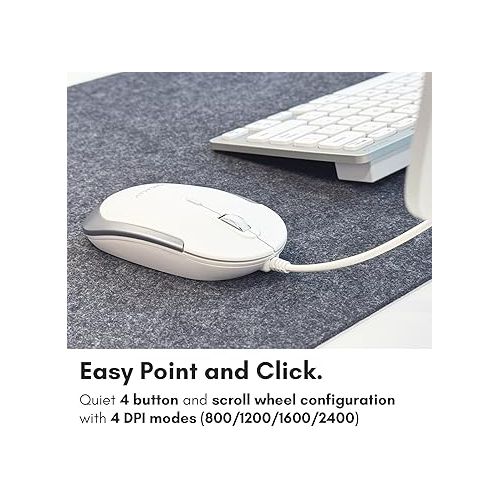  Macally USB Wired Keyboard and Mouse Combo for Mac and PC - Save Space with a Compact Small Mac Keyboard and Mouse for MacBook Pro/Air, iMac, Mac Mini/Pro - Compatible Apple Keyboard and Mouse