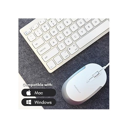  Macally USB Wired Keyboard and Mouse Combo for Mac and PC - Save Space with a Compact Small Mac Keyboard and Mouse for MacBook Pro/Air, iMac, Mac Mini/Pro - Compatible Apple Keyboard and Mouse