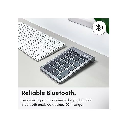  Macally Bluetooth Number Pad for Laptop - Wireless Numeric Keypad - 35-Key Numeric Keypad for Data Entry, Numpad Compatible with MacBook, iPad, iPhone, iOS, Laptop, Windows, Android