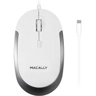 Macally Wired USB C Mouse for Mac & Windows - 3 Button & Scroll Wheel USB Type C Mouse - Comfortable Ambidextrous Design - Compact Wired Mouse with Optical Sensor & DPI Switch 800/1200/1600/2400