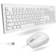 Macally 104 Key USB Wired Keyboard and Mouse Combo with Apple Shortcut Keys for Mac, iMac, Macbook, and Windows PC (MKEYECOMBO), White