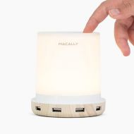 Macally Small Touch Lamps for Nightstand - Bedside Lamp with USB Port - 3 Way Dimmable Short Table Lamp for Small Spaces - Use as Night Light and Charger in Bedroom