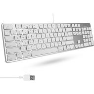 Macally Ultra-Slim USB Wired Keyboard with Number Keypad for Apple Mac Pro, MacBook Pro/Air, iMac, Mac Mini, Laptop Computers, Windows Desktop PC Laptops, Silver (SLIMKEYPROA)