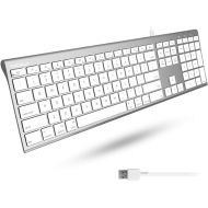 Macally Ultra Slim USB Wired Computer Keyboard - Compatible Apple Keyboard or Windows - Full Size Keyboard with 20 Mac Keyboard Keys - Low Profile Keyboard for iMac Desktop, Macbook Pro/Air