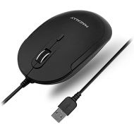 Computer Mouse Wired, Macally Silent USB Mouse - Slim & Compact USB Mouse for Apple Mac or Windows PC Laptop/Desktop - Designed with Optical Sensor & DPI Switch - Simple - Black