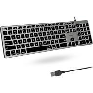 Macally Backlit Mac Keyboard Wired - Quiet, Sleek, and Functional - 3 Brightness Levels, 107 Keys - 5ft USB Wired Apple Keyboard - Backlit Wired Keyboard for Mac, iMac, MacBook Pro/Air - Space Gray