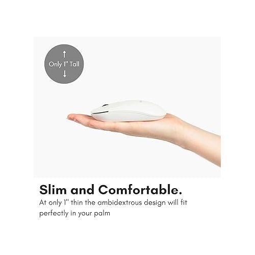  Macally Wireless Bluetooth Mouse for Mac, MacBook Pro/Air, iPad, and PC - Quiet Click and Comfortable Wireless Mouse - Compatible Wireless Apple Mouse - White Laptop Mouse Bluetooth