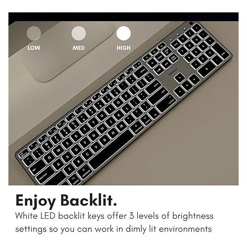  Macally Backlit Bluetooth Keyboard for Mac (2024 Upgraded Battery) - Compatible Apple Keyboard Wireless - Multi-Device Keyboard for MacBook Pro/Air, iMac, iMac Pro, Mac Mini, Mac Pro