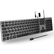 Macally Wired USB-C Keyboard, Space Gray, Full Size, Scissor Switches, 107 Keys, 3 USB Ports, Plug and Play, Quiet, Low Profile, Integrated Typing Angle, Mac/PC/Chrome Compatible