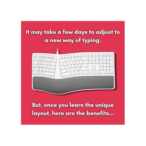  Macally Wired Ergonomic Keyboard for Mac - Comfortable Split Keyboard Mac, Compatible Apple Keyboard with Numeric Keypad - Ergo Keyboard for Mac MacBook Pro/Air iMac