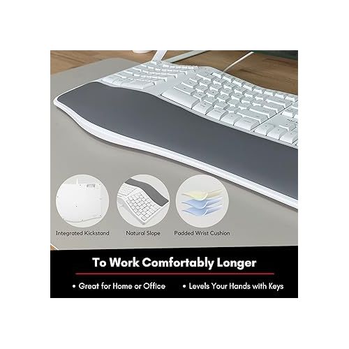 Macally Wired Ergonomic Keyboard for Mac - Comfortable Split Keyboard Mac, Compatible Apple Keyboard with Numeric Keypad - Ergo Keyboard for Mac MacBook Pro/Air iMac