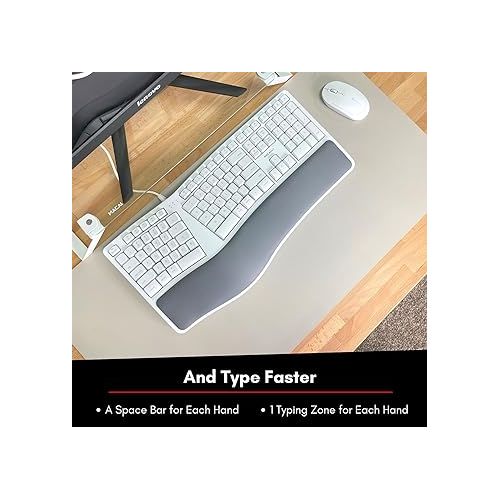  Macally Wired Ergonomic Keyboard for Mac - Comfortable Split Keyboard Mac, Compatible Apple Keyboard with Numeric Keypad - Ergo Keyboard for Mac MacBook Pro/Air iMac