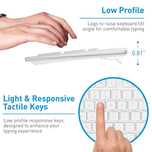  Macally Full Size USB Wired Keyboard (MKEYE) for Mac and PC (White) w/ Shortcut Hot Keys